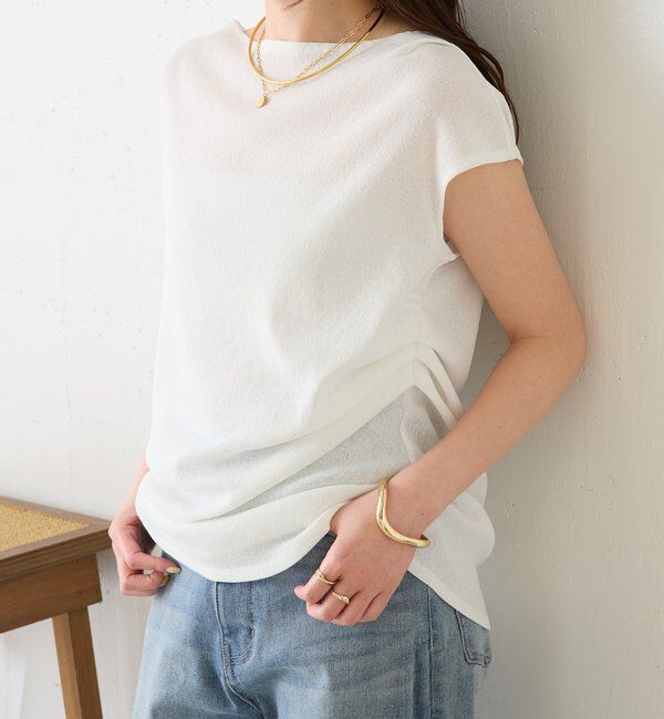  「【上品見えカットソー/シアー】アシメタックフレンチカットソー」|Tシャツ・カットソー|