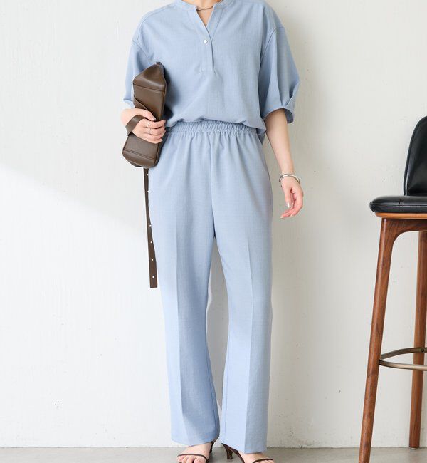  「【コーデが決まる】 スキッパーシャツセットアップ」|ワンピース|ブルー