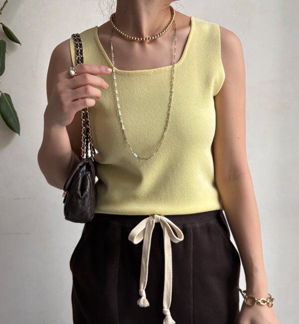  「スクエアニットタンク」|ニット・セーター|レモンイエロー