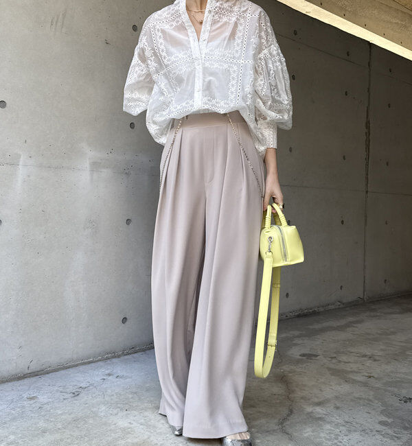  「【累計販売数3万枚突破/21色4サイズ展開！】タックワイドパンツ」|チノ|