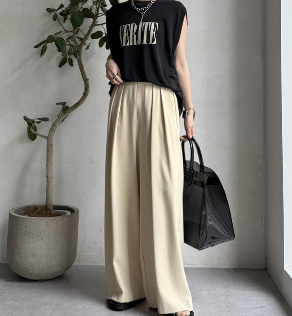  「【累計販売数3万枚突破/21色4サイズ展開！】タックワイドパンツ」|チノ|