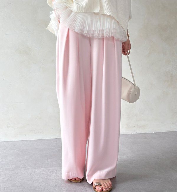  「【累計販売数3万枚突破/21色4サイズ展開！】タックワイドパンツ」|チノ|