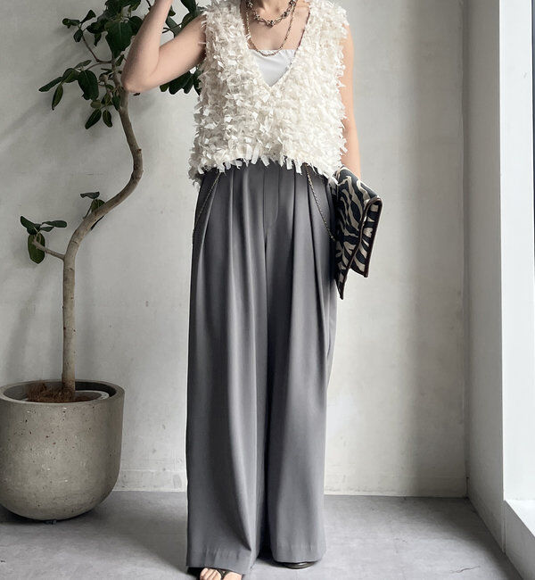  「【累計販売数3万枚突破/21色4サイズ展開！】タックワイドパンツ」|チノ|