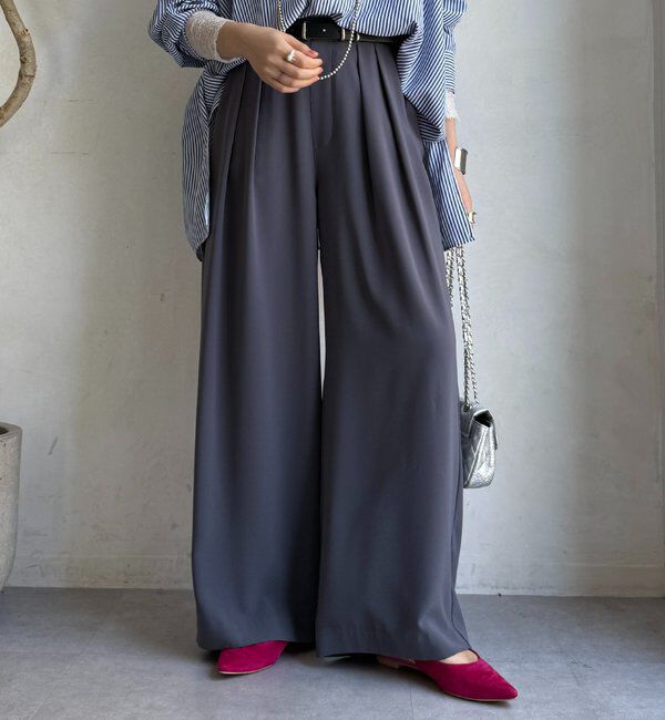  「【累計販売数3万枚突破/21色4サイズ展開！】タックワイドパンツ」|チノ|