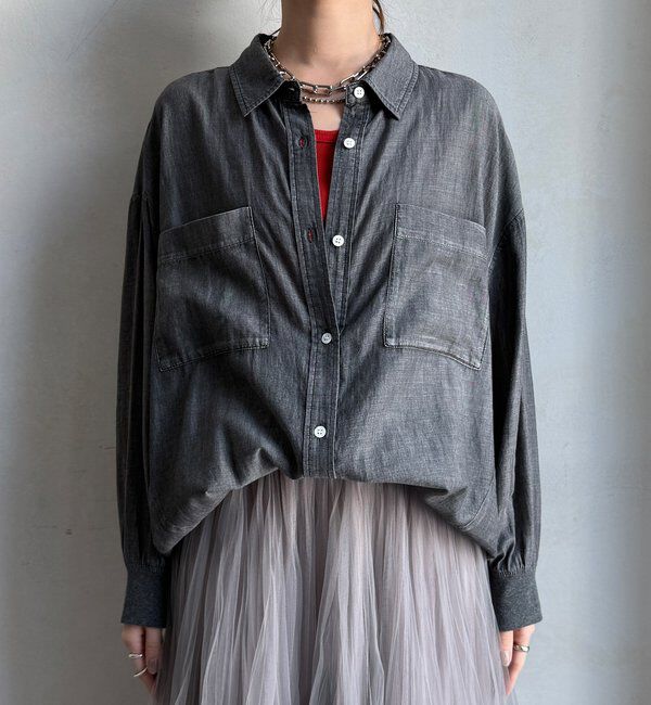  「袖リブシアーデニムシャツ」|シャツ・ブラウス|