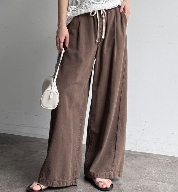  「デニムワイドイージーパンツ」|デニム|ブラウン