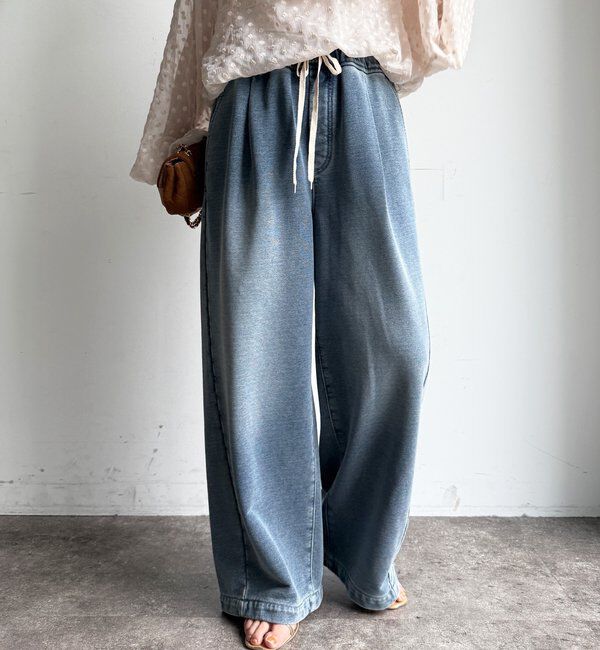  「【デニムなのにスウェット!?】デニムスウェットパンツ」|チノ|