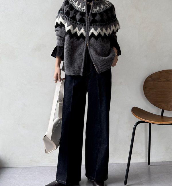  「ハイウエストダブルボタンデニム」|デニム|