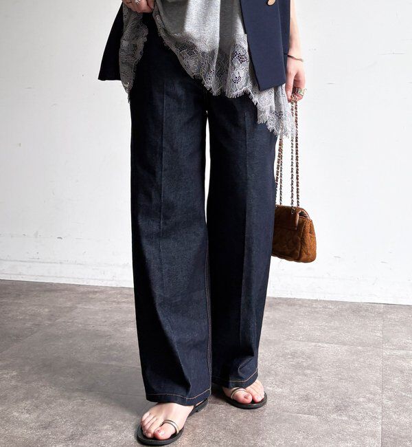  「ハイウエストダブルボタンデニム」|デニム|