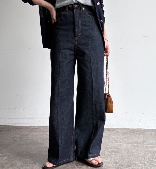  「ハイウエストダブルボタンデニム」|デニム|