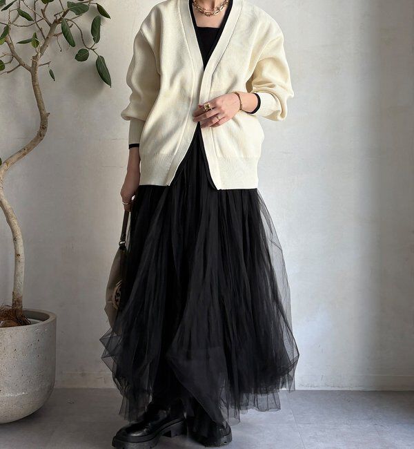  「バイカラーVカーディガン」|カーディガン|