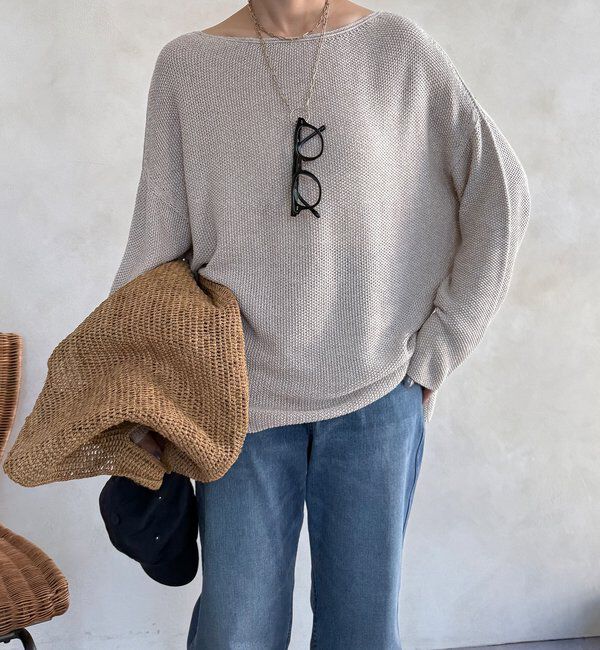  「マーブルヤーン前後2WAYカノコ編みプルオーバー」|ニット・セーター|