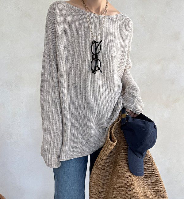  「マーブルヤーン前後2WAYカノコ編みプルオーバー」|ニット・セーター|