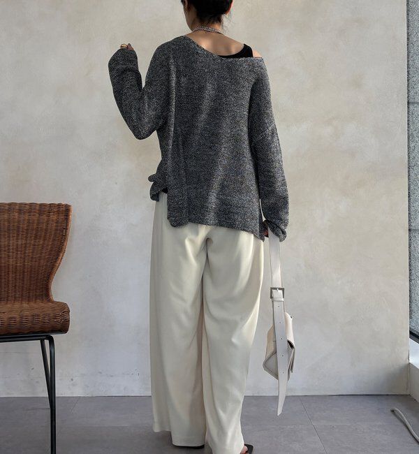  「マーブルヤーン前後2WAYカノコ編みプルオーバー」|ニット・セーター|