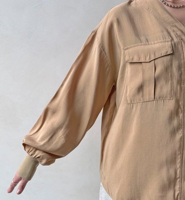  「【WEB限定】ノーカラーブルゾンライクシャツ」|シャツ・ブラウス|