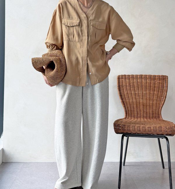  「【WEB限定】ノーカラーブルゾンライクシャツ」|シャツ・ブラウス|