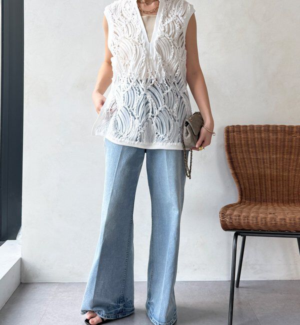  「【WEB限定】ジャガードチュニックベスト」|ブルゾン・スタジャン|