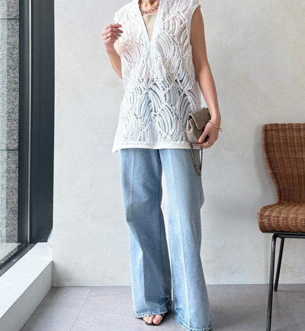  「【WEB限定】ジャガードチュニックベスト」|ブルゾン・スタジャン|