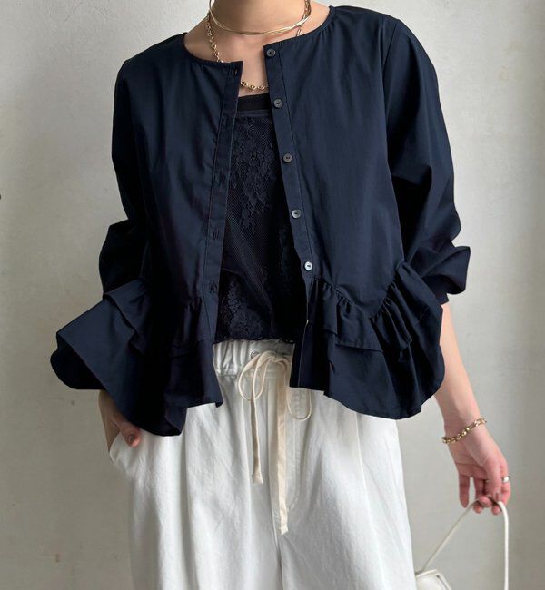  「袖リブペプラムフリルブラウス」|シャツ・ブラウス|