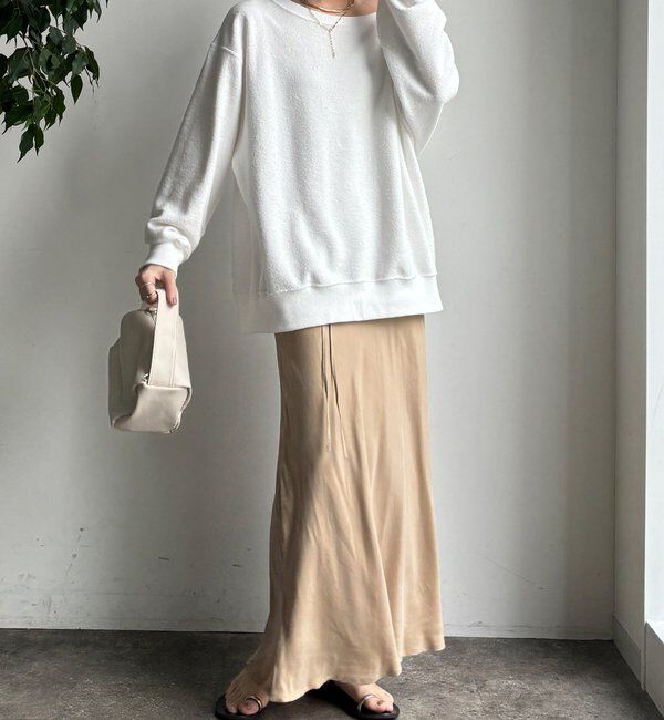  「ベルト付キュプラ混サテンスカート」|スカート|