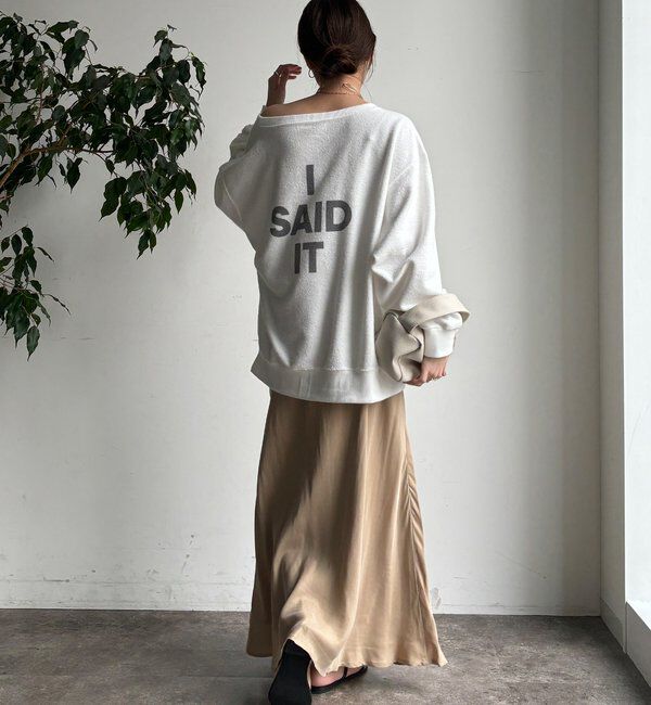  「ベルト付キュプラ混サテンスカート」|スカート|