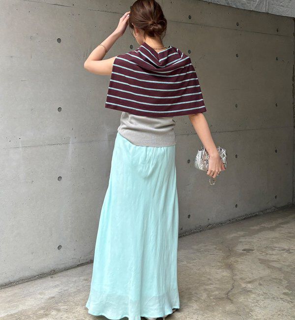  「ベルト付キュプラ混サテンスカート」|スカート|