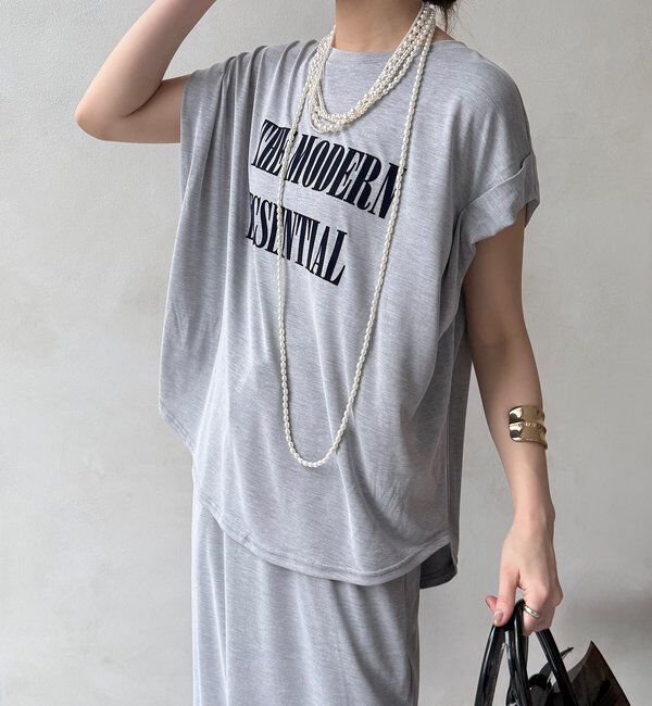  「【セットアップ可能】フロッキー肩タックプリントTEE」|Tシャツ・カットソー|