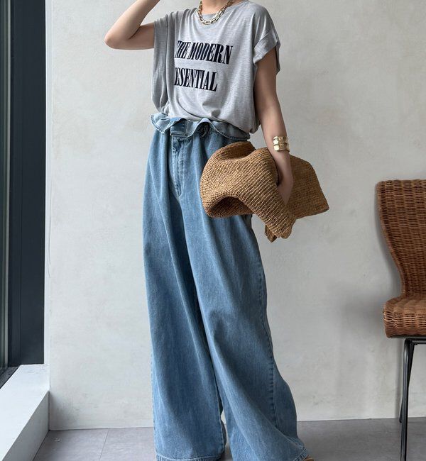  「【セットアップ可能】フロッキー肩タックプリントTEE」|Tシャツ・カットソー|