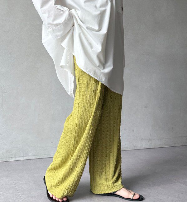  「【WEB限定】フリルロングパンツ」|チノ|オリーブ