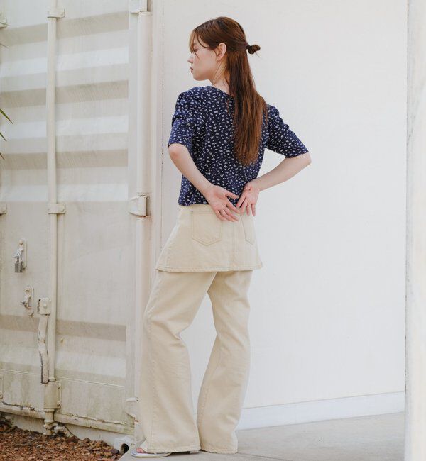  「小花柄ヘンリースクエアプルオーバー」|Tシャツ・カットソー|