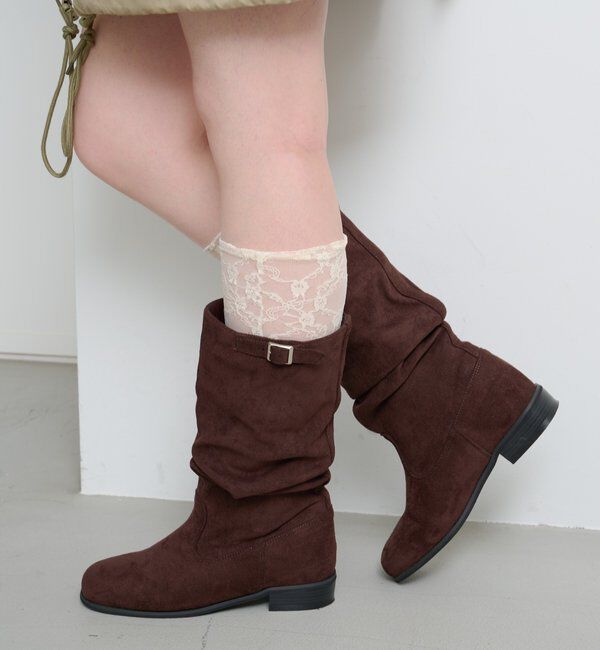  「【レザー&スエード/インソール】ルーズエンジニアブーツ」|ロングブーツ|