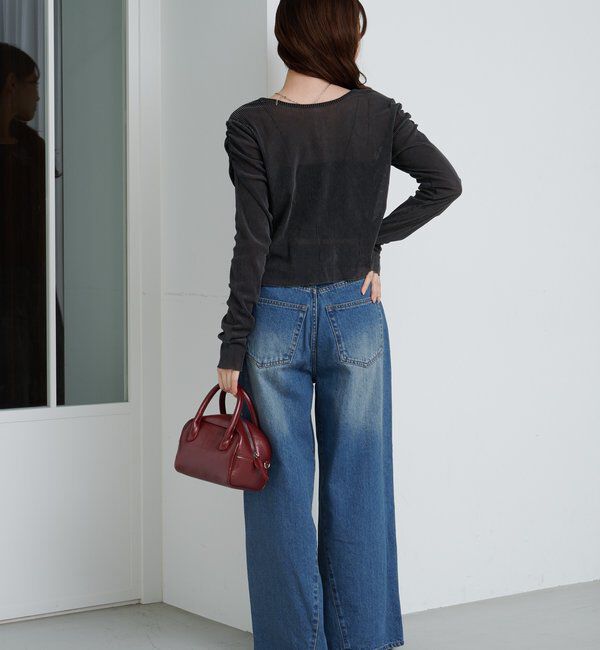  「【2サイズ展開】ストライプベロアフロッキー2wayカーディガン」|Tシャツ・カットソー|