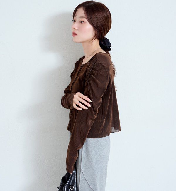  「【2サイズ展開】ストライプベロアフロッキー2wayカーディガン」|Tシャツ・カットソー|