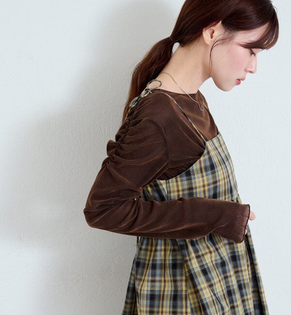  「【2サイズ展開】ストライプベロアフロッキー2wayカーディガン」|Tシャツ・カットソー|