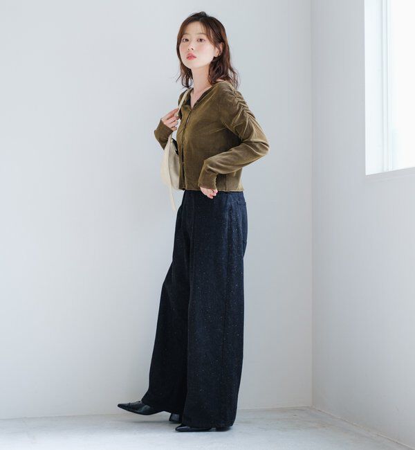  「【2サイズ展開】ストライプベロアフロッキー2wayカーディガン」|Tシャツ・カットソー|