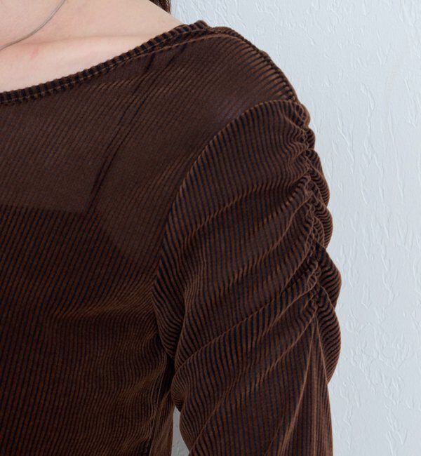  「【2サイズ展開】ストライプベロアフロッキー2wayカーディガン」|Tシャツ・カットソー|