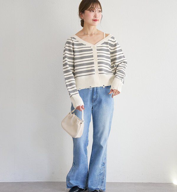  「B ボーダーダメージカーディガン」|その他|