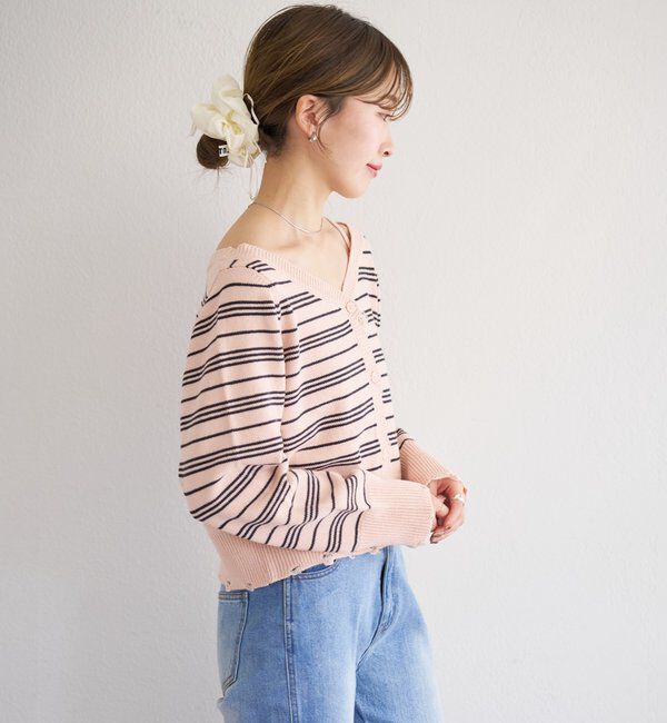  「B ボーダーダメージカーディガン」|その他|