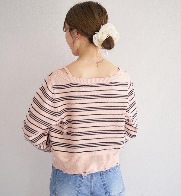  「B ボーダーダメージカーディガン」|その他|