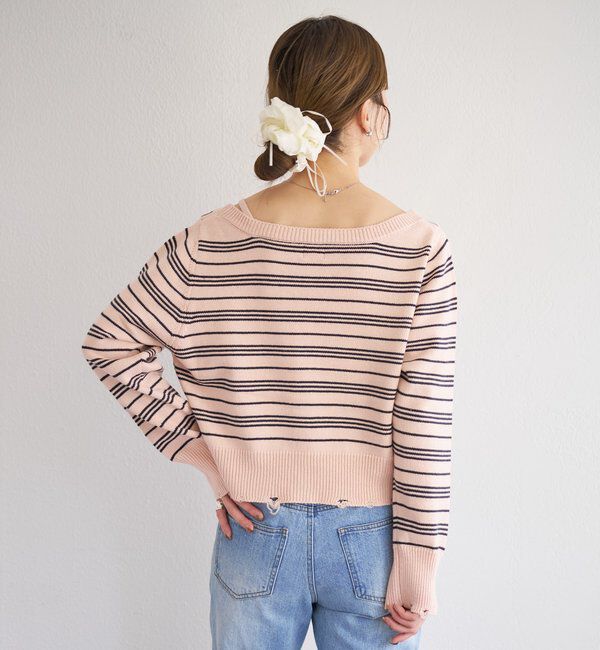  「B ボーダーダメージカーディガン」|その他|