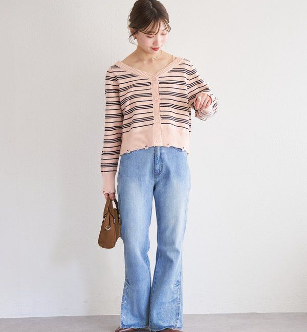  「B ボーダーダメージカーディガン」|その他|