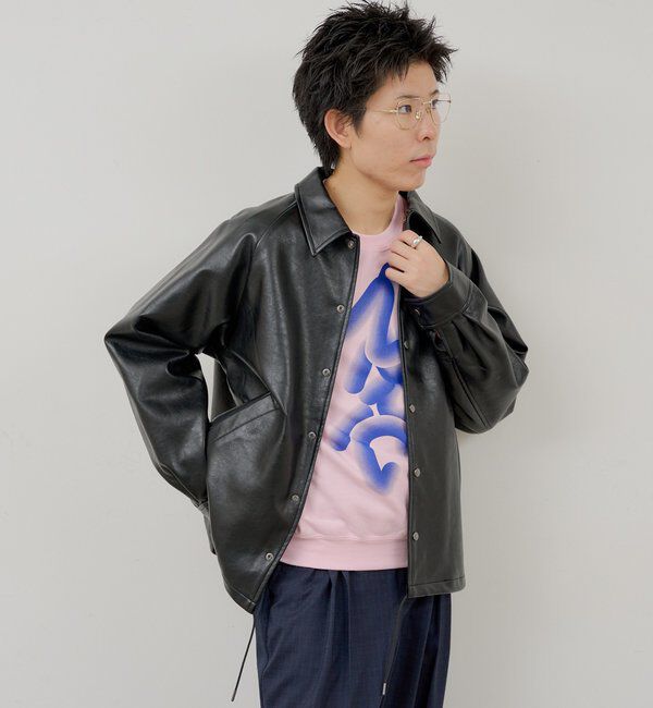  「【WHIMSIC/2サイズ展開】ヴィーガンレザーコーチジャケット」|ブルゾン・スタジャン|