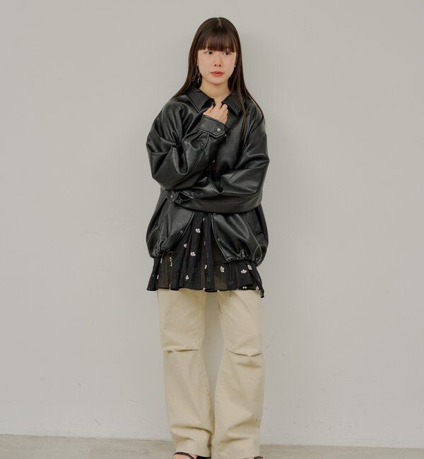  「【WHIMSIC/2サイズ展開】ヴィーガンレザーコーチジャケット」|ブルゾン・スタジャン|