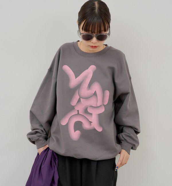  「【WHIMSIC】フローイング ロゴ シルクスクリーン スウェットプルオーバー」|Tシャツ・カットソー|