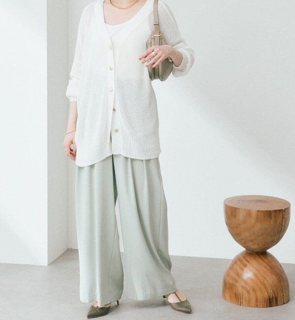  「【ウォッシャブル】【シーズンレスで使える】タックワイドスラックス」|チノ|