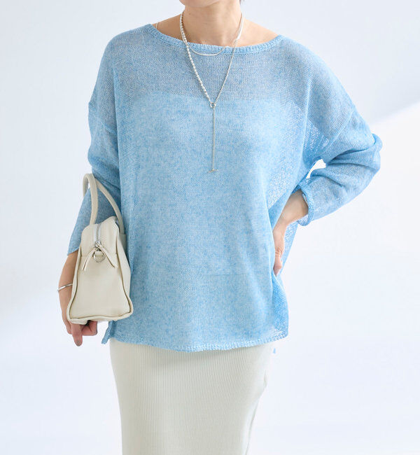  「メランジルーズニット」|ニット・セーター|サックスブルー
