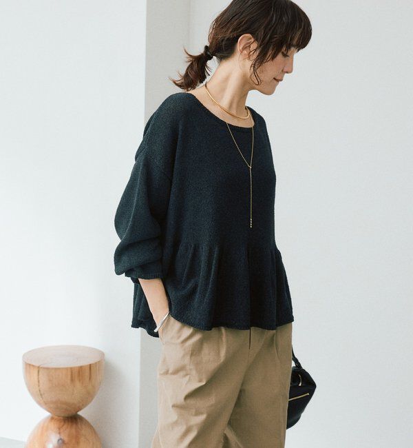  「【大人の甘さを演出】ルーズペプラムニット」|ニット・セーター|