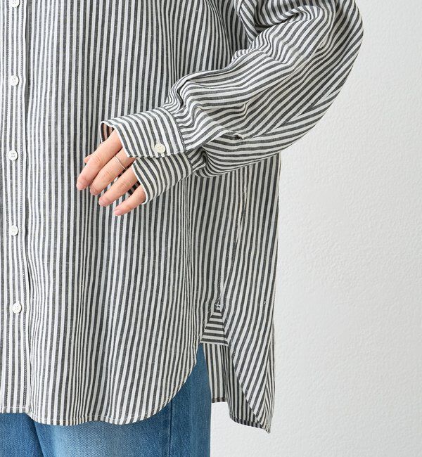  「予約【女性らしい抜け感】リネン混ストライプシャツ」|シャツ・ブラウス|