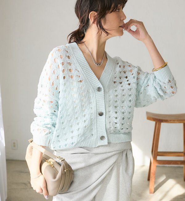 「【夏まで使える】透かし編みカーディガン」|カーディガン|