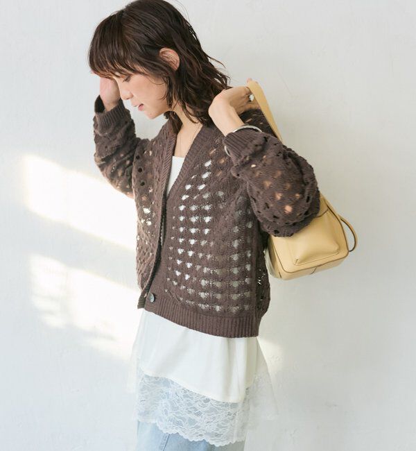  「【夏まで使える】透かし編みカーディガン」|カーディガン|